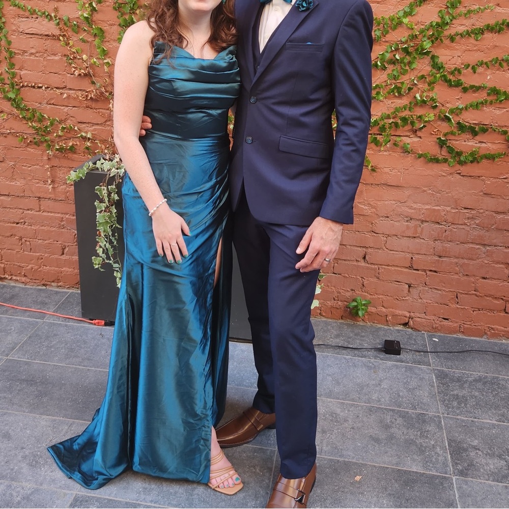 Blue/Green Strapless Dress